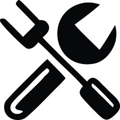 Iconic representation of crossed tools a wrench and screwdriver symbolizing repair maintenance and mechanical work