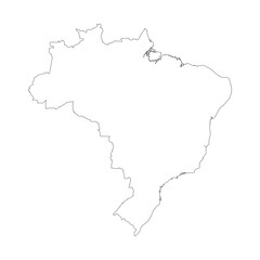 Obraz premium Minimalist Outline Vector Map of Brazil for Creative Designs