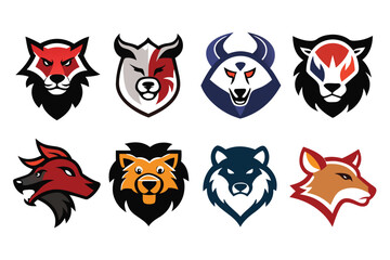 Vector art of collection of animal mascot logo designs isolated on white background