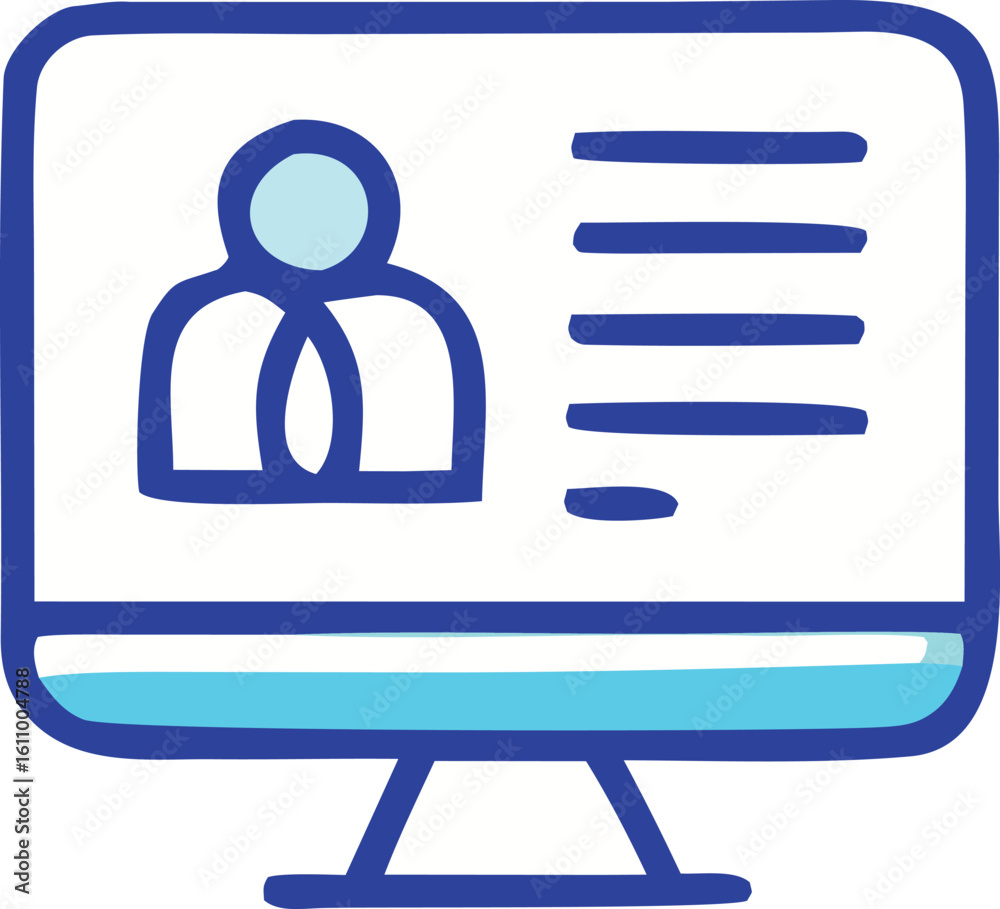 Poster Digital representation of a user profile displayed on a computer screen with textual information and an avatar icon