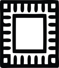 Stylized black and white square frame with rounded rectangular border and internal square outline