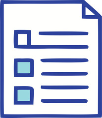 Hand drawn blue checklist with checkboxes and lines representing tasks or items on a document symbolizing organization and completion