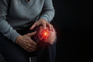 Sports injury concept with woman showing knee pain perfect for orthopedic medicine physical therapy rehabilitation materials

