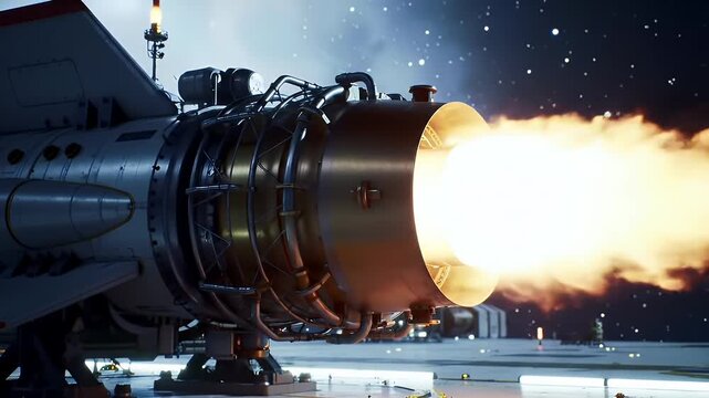 Rocket engine ignites for product launch metaphor. &ndash; a professional cinematic concept visualization