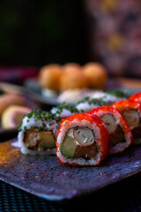 Assorted Gourmet Sushi Platters with Chopsticks – Japanese Cuisine Presentation
