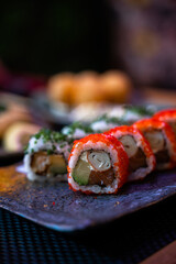 Assorted Gourmet Sushi Platters with Chopsticks – Japanese Cuisine Presentation
