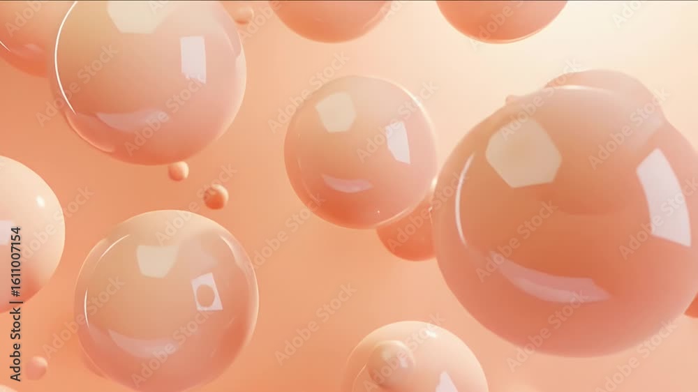Poster abstract peach spheres floating in a seamless pattern with a modern minimalist design
