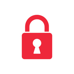 Red padlock icon with keyhole illustration on a white background for security