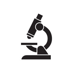Black and white silhouette of a microscope with a white background detail shot