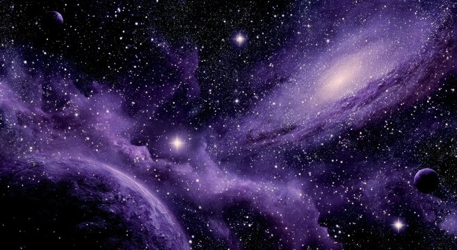 Vast Purple Galaxy With Stars