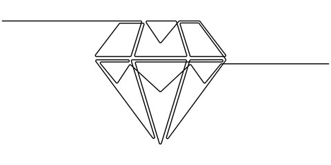 Diamond stone one continuous line drawing, for investment and business purposes. Continuous Line Drawing of Diamond Icon. Line art jewelry concept banner. Vector illustration