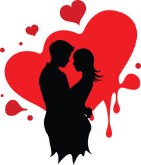 romantic couple vector art illustration