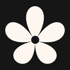 Monochrome flower illustration with a retro flair and abstract form. A clean and minimal symbol ideal for contemporary floral themes.