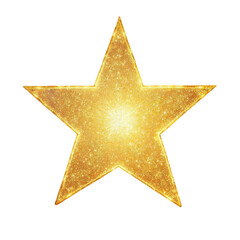 Golden star with sparkling glitter isolated on a transparent background