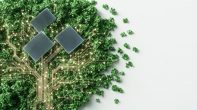 nature conservation concept. Abstract tree design merging nature with technology elements.