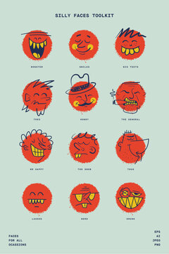 Silly Faces Toolkit showing various characters