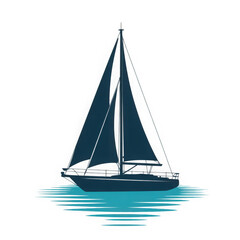 Fototapeta premium Sailing boat illustration silhouette sailboat vector white background