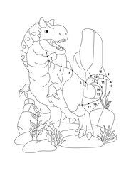Carnotaurus (Solved) Connect the Dots Activity Page for Kids – Fun Dot to Dot Dinosaur Puzzle