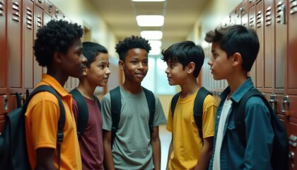 Kids Walking in School Corridor