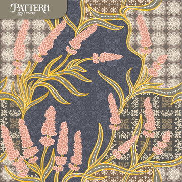 lavender flower batik pattern vector design