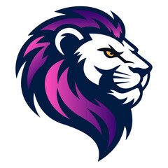 gradient Lion vector illustration, Modern lion head mascot Gradient logo with bold two-tone outlines on white background –Tech gradient logo perfect for tech branding, e-sports teams, cyber security