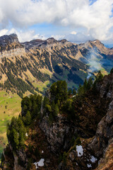 View of Justital (Justi Valley) from Niederhorn mountain in Beatenberg, Switzerland
