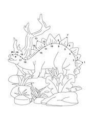 Stegosaurus (Solved) Connect the Dots Activity Page for Kids – Fun Dot to Dot Dinosaur Puzzle