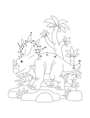 Styracosaurus (Solved) Connect the Dots Activity Page for Kids – Fun Dot to Dot Dinosaur Puzzle