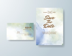 Wedding invitation with abstract watercolor background