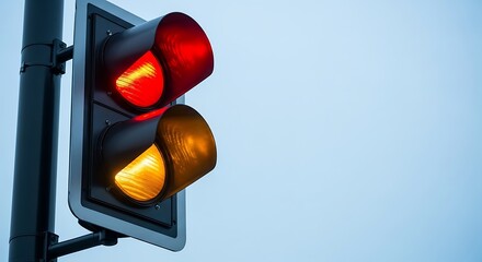 Red and amber traffic signal lights traffic light red light