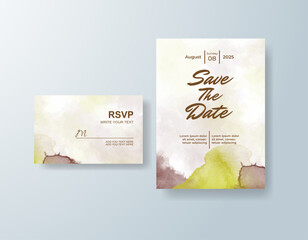 Wedding invitation with abstract watercolor background