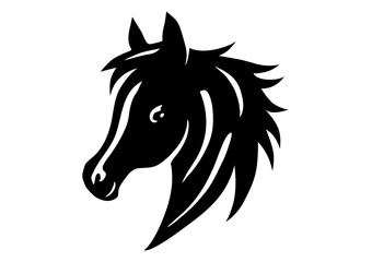 馬の横顔のシルエットイラスト ロゴ・アイコン 白黒