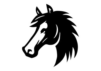 馬の横顔のシルエットイラスト ロゴ・アイコン 白黒