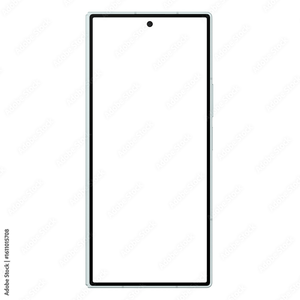 Wall mural photo of foldable smartphone similar to android device without background. mint color. template for 