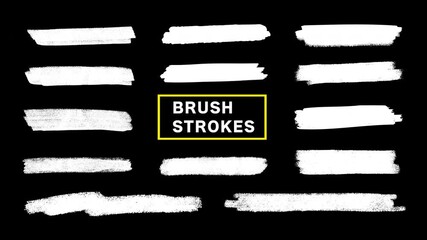 A set of horizontal motion lines drawn by brush with transparent alpha channel, 13 patterns included - Powered by Adobe