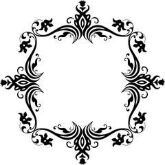 Vintage Ornamental Frame – Elegant Black Vector Border, PNG, 300 DPI