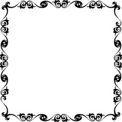 Vintage Ornamental Frame – Elegant Black Vector Border, PNG, 300 DPI