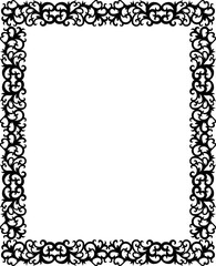 Vintage Ornamental Frame – Elegant Black Vector Border, PNG, 300 DPI