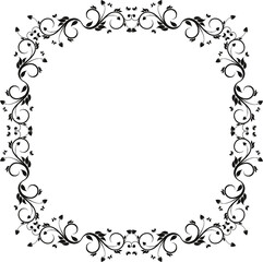 Vintage Ornamental Frame – Elegant Black Vector Border, PNG, 300 DPI