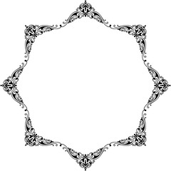 Vintage Ornamental Frame – Elegant Black Vector Border, PNG, 300 DPI