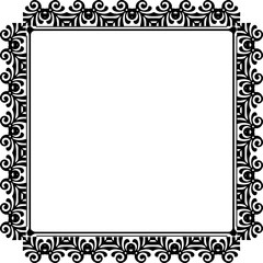 Vintage Ornamental Frame – Elegant Black Vector Border, PNG, 300 DPI