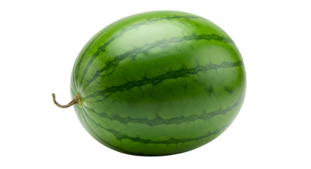 A single watermelon with a green rind on a black background    .ai generative, transparent background, white background. isolated on white background