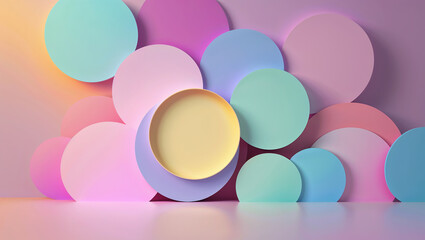 Artistic Display of Circular Shapes in Soft Pastel Tones