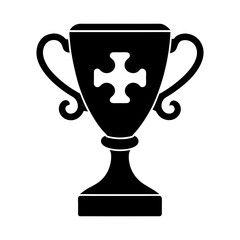 Illustration of a black trophy with a cross symbol on the front side