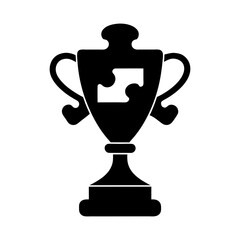 Fototapeta premium Black trophy with puzzle piece on the front isolated on white background