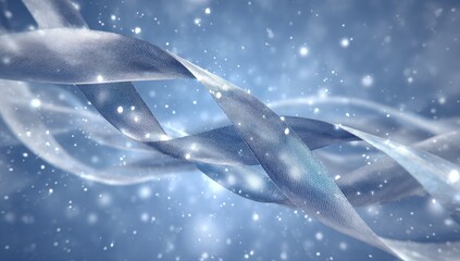 Abstract DNA Double Helix Design With Blue Silver Twirls