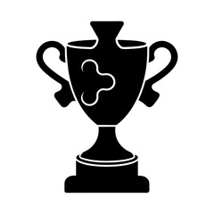 Illustration of a black trophy with a clover design on the front side
