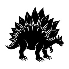 Silhouette illustration of a stegosaurus with plates and tail spikes