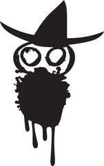 Mysterious Witchy Drip Art Illustration - Spooky Halloween Character Vector