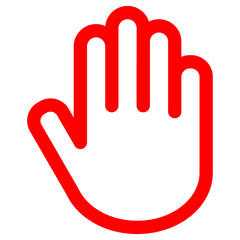 Obraz premium Red Outlined Stop Hand Icon Symbolic Warning Gesture 